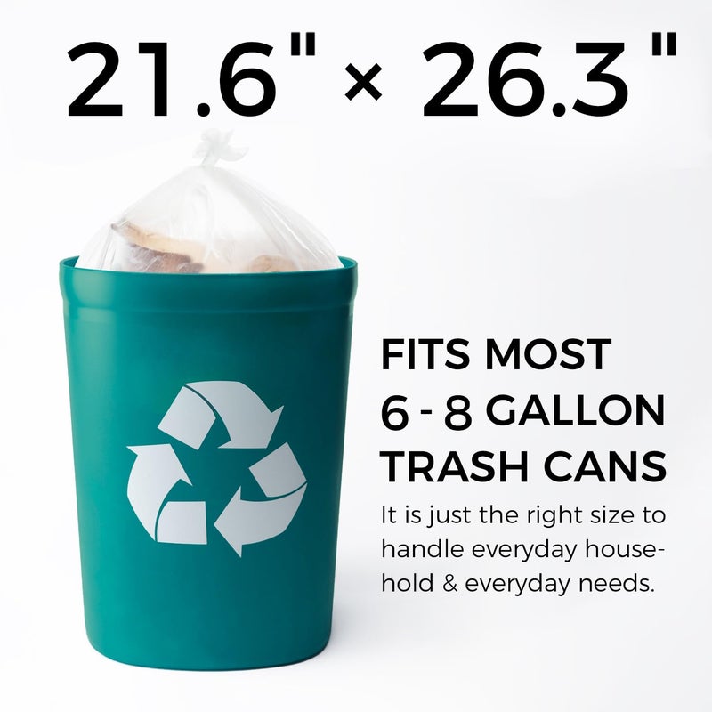 Ginkgo 6-8 Gallon Medium Trash Bags 500 Count Super Value Bulk Kitchen Garbage Bags Unscented Clear Wastebasket Bin Liners - Image 3